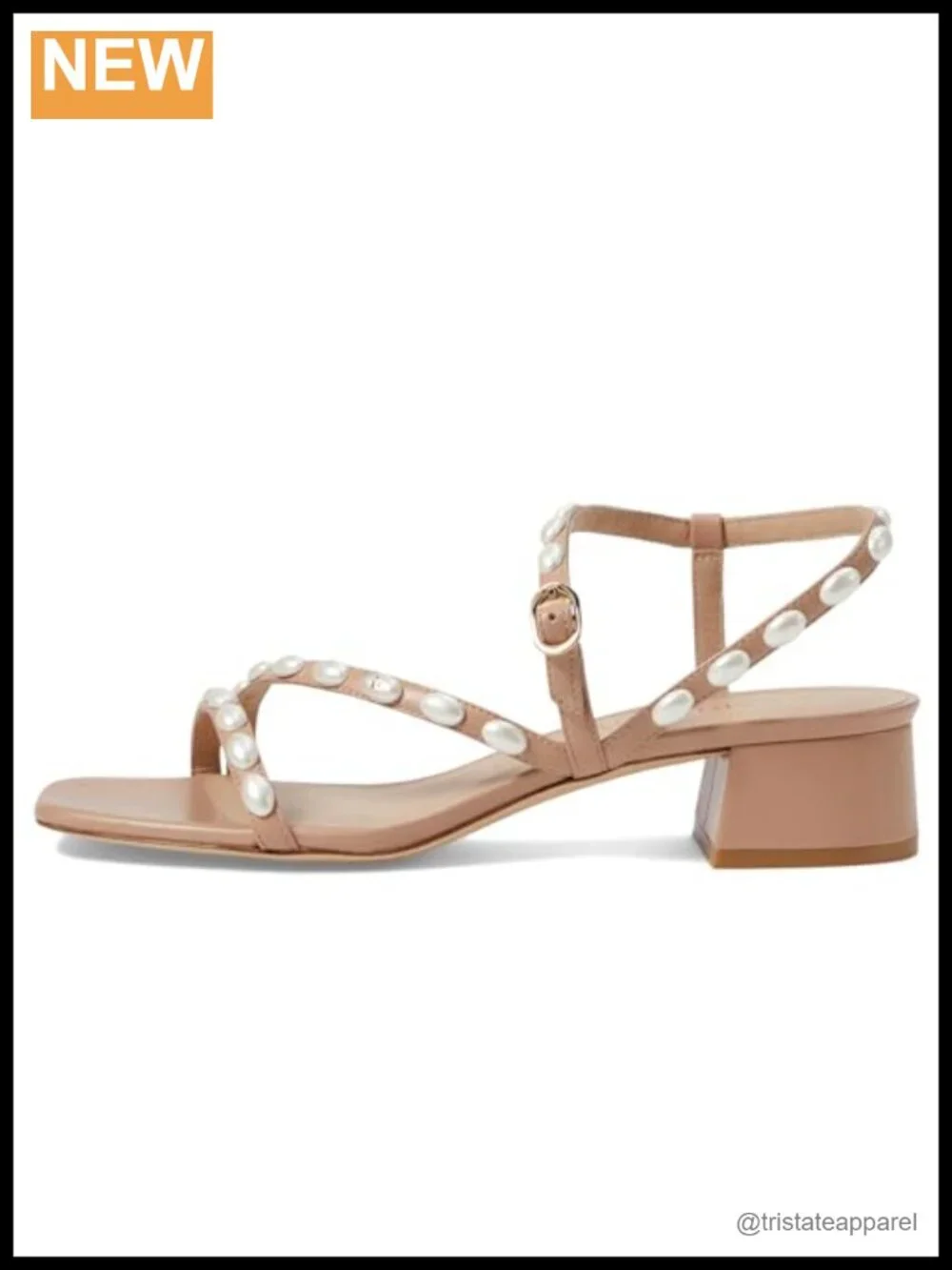 Stuart Weitzman Pearlita 35 Lamb Leather Slingback Block Heel Sandal